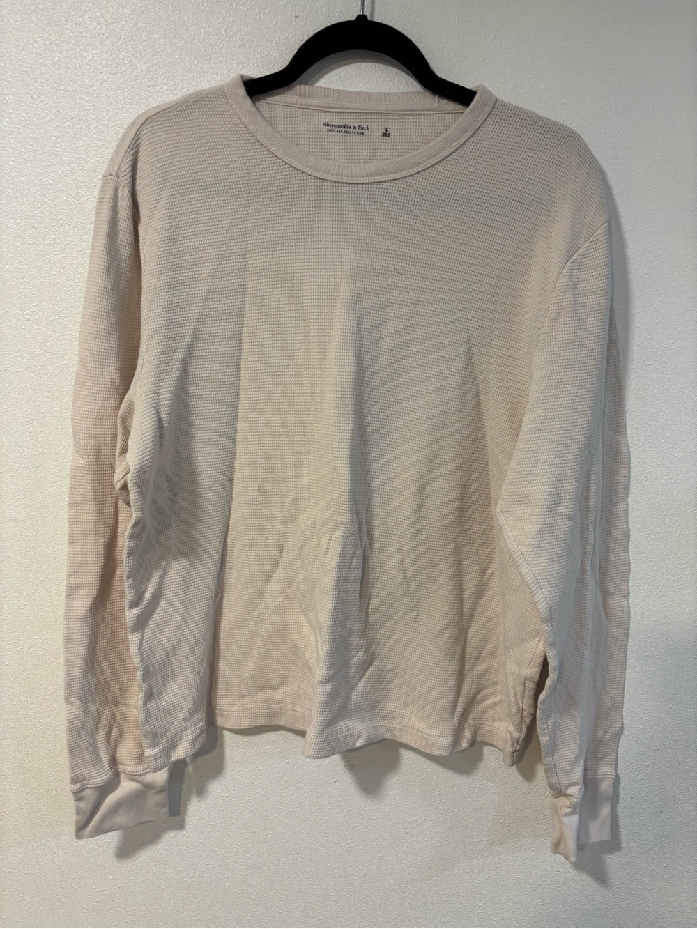 Abercrombie & Fitch Cream Waffle Knit Long Sleeve Shirt